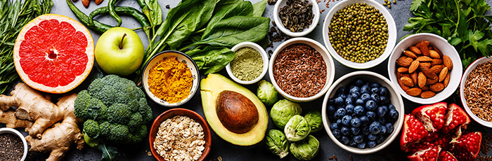Selection of fruit, ingredients and herbs